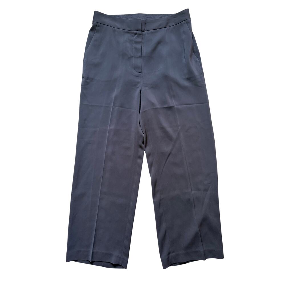 NWT Quince Stretch Crepe Classic Trouser Pants Black Size 16 Wide Leg 30